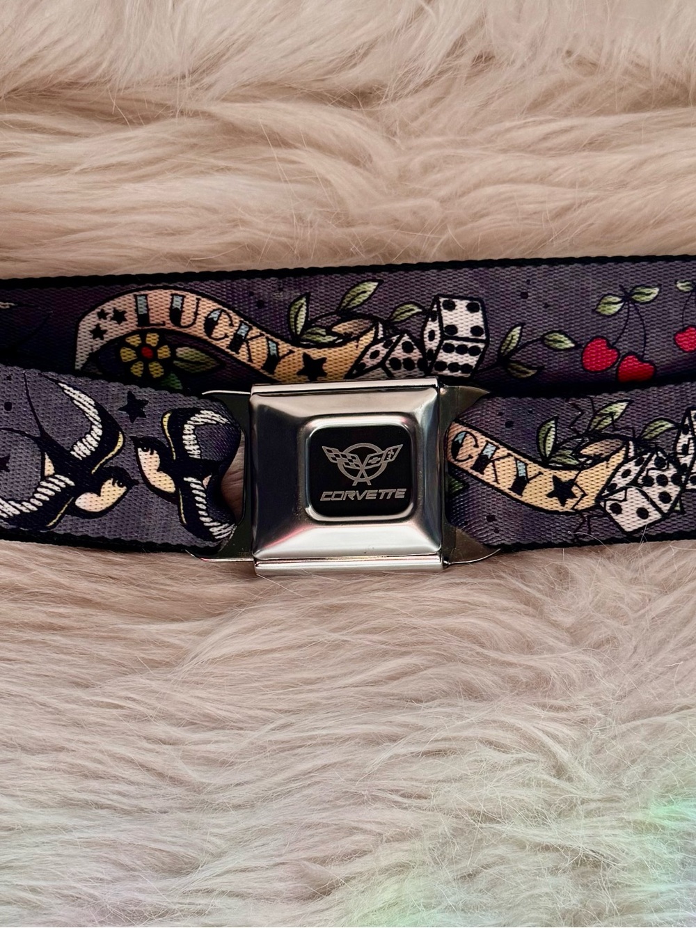 Buckle-Down Belt Corvette w/“Lucky” Dice